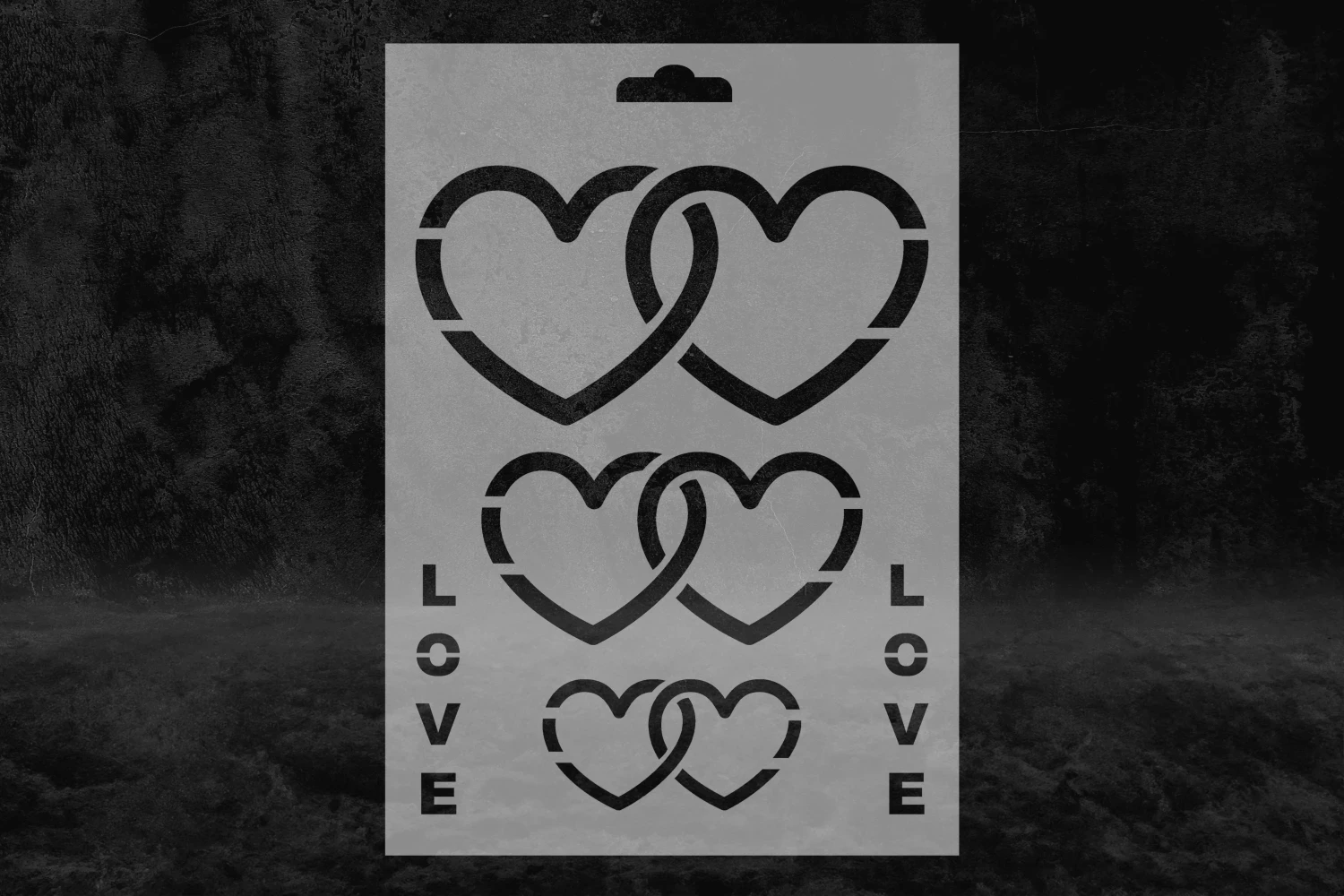 Zincir Kalp Desenli Stencil Kalıbı, Love Yazılı Stencil görsel 2